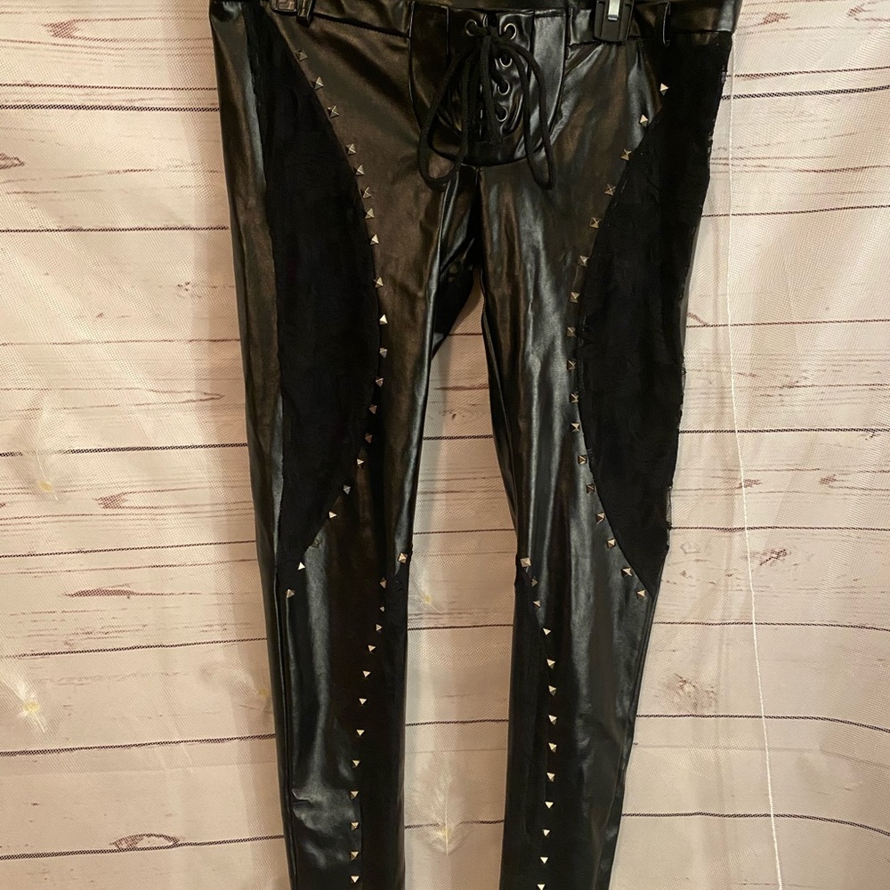 Faux leather pants